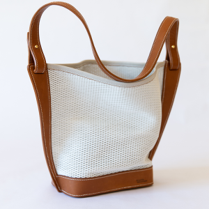 Sac seau en cuir perforé, sac Merisier