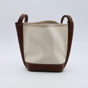 Sac seau en cuir perforé, sac Merisier